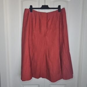 Jacques Vert Bamboo Skirt Burnt Orange Sz 18 Crinkle Lined